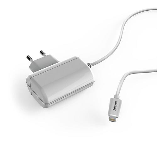 Hama - HAMA - Laddare 220V Lightning 2,4A Fast kabel 1m MFI - Vit