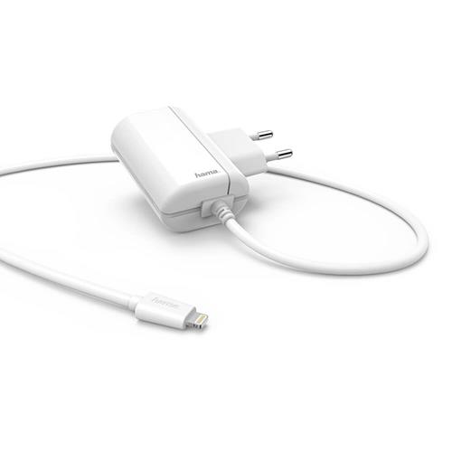 Hama - HAMA - Laddare 220V Lightning 2,4A Fast kabel 1m MFI - Vit