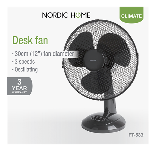 Nordic Home - Nordic Home - Skrivbordsfläkt 310mm Lutbar 40W - Svart