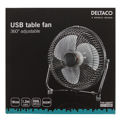 Deltaco - Deltaco - Usb-Fläkt 18cm - Svart
