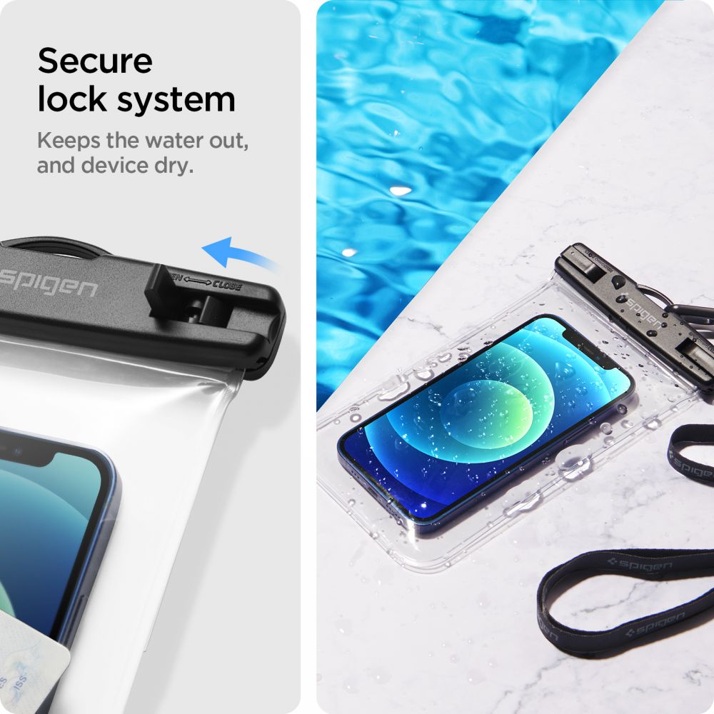 Spigen - Spigen 2-Pack Universala Vattentät Mobilväskor A601 - Crystal Clear