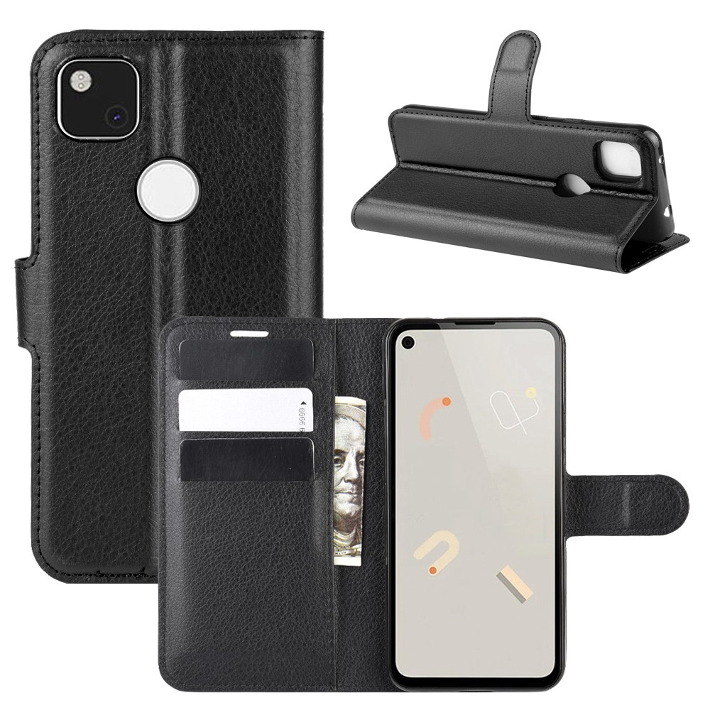 OEM
Litchi Leather plånboksfodral till Google Pixel 4A - Svart