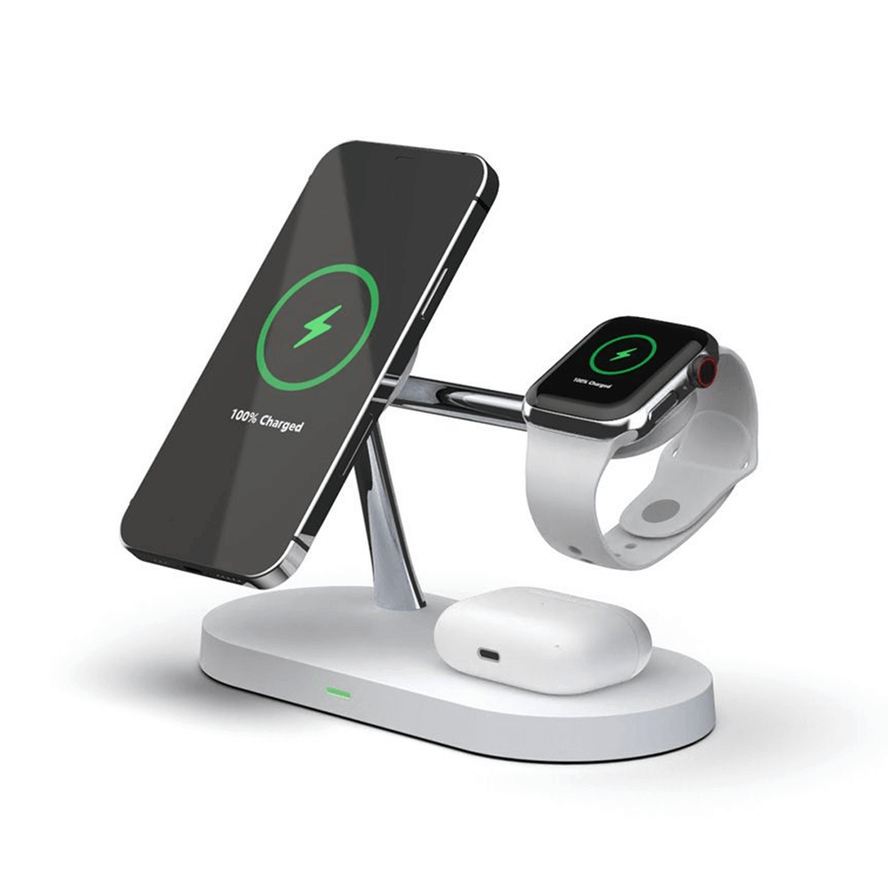 Tech-Protect - 3in1 Magsafe Trådlös laddare iPhone / Apple Watch / AirPods - Vit