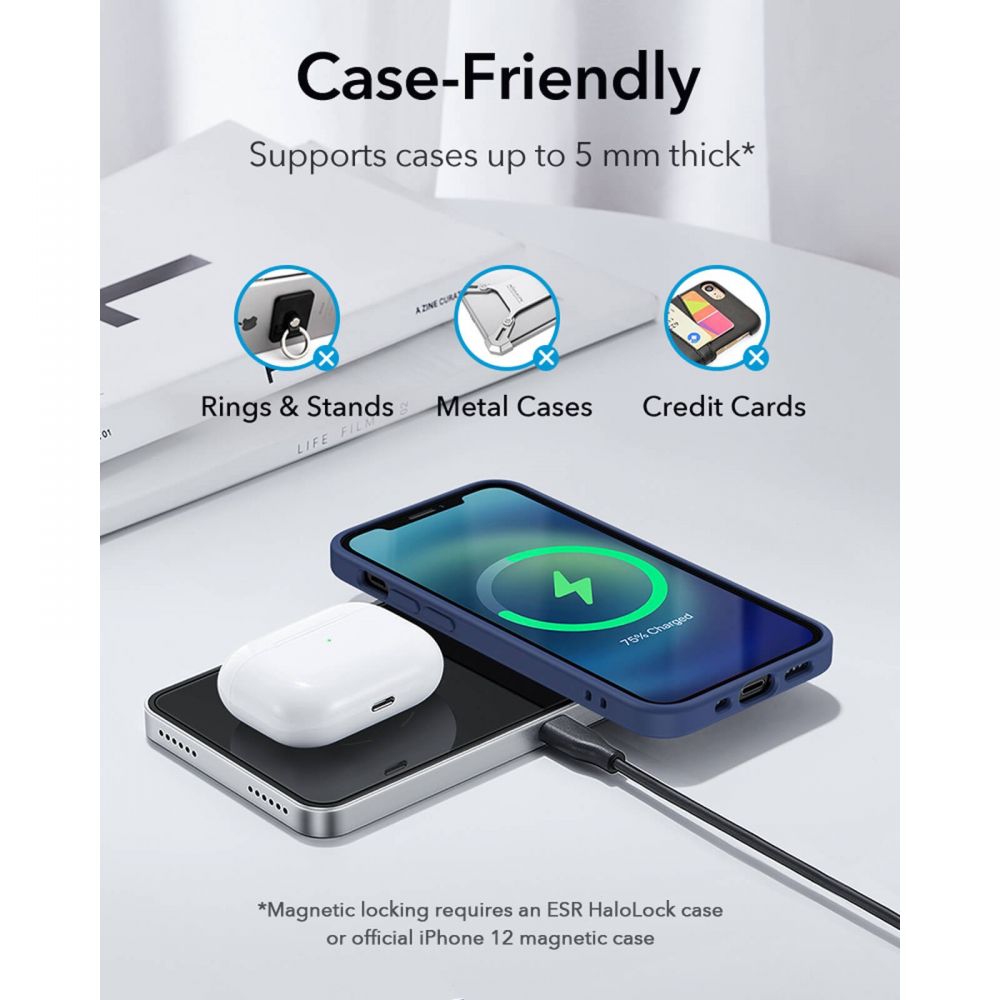 ESR
ESR - Halolock 2in1 Magnetic Magsafe Wireless Charger - Svart