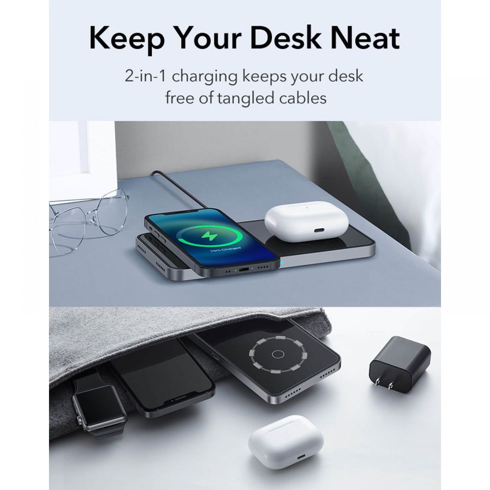 ESR
ESR - Halolock 2in1 Magnetic Magsafe Wireless Charger - Svart