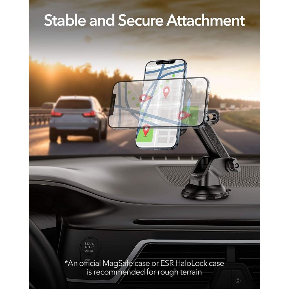 ESR - ESR Halolock Magnetic Magsafe Dashboard Car Mount - Svart
