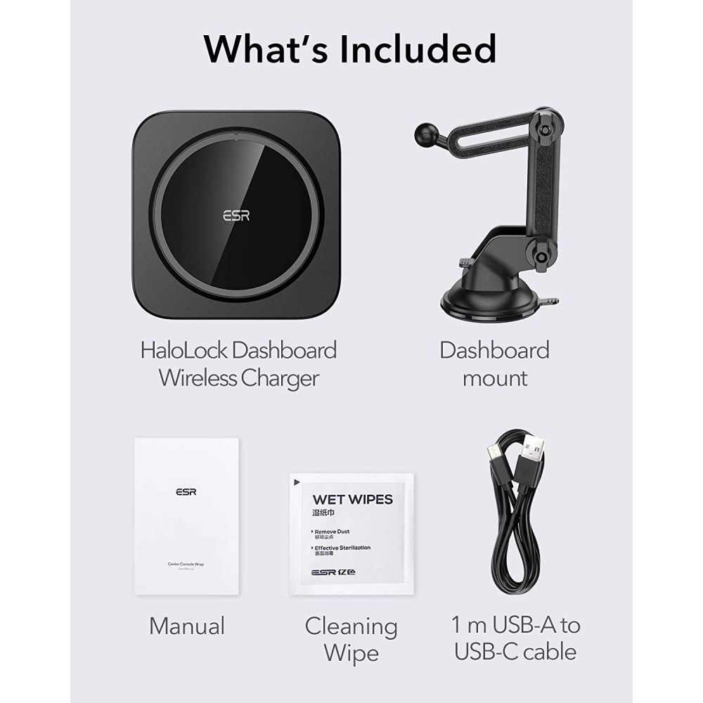 ESR - ESR Halolock Magnetic Magsafe Dashboard Car Mount - Svart