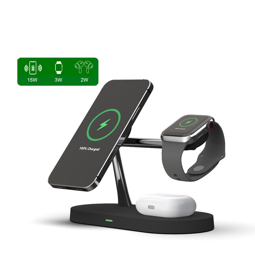 Tech-Protect - 3in1 Magsafe Trådlös laddare iPhone / Apple Watch / AirPods Svart