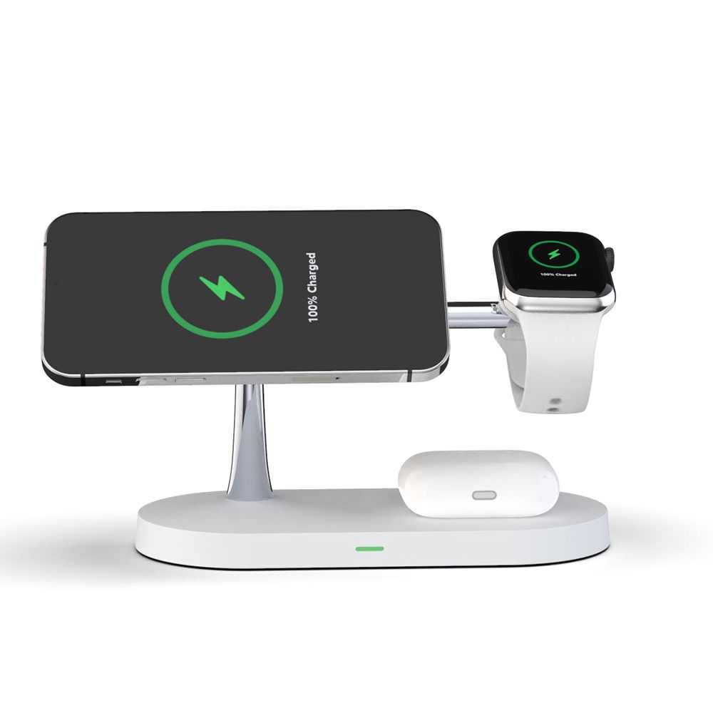 Tech-Protect - 3in1 Magsafe Trådlös laddare iPhone / Apple Watch / AirPods - Vit