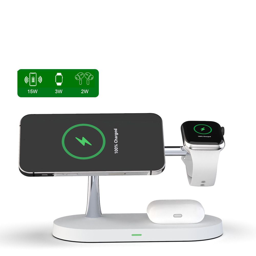 Tech-Protect - 3in1 Magsafe Trådlös laddare iPhone / Apple Watch / AirPods - Vit