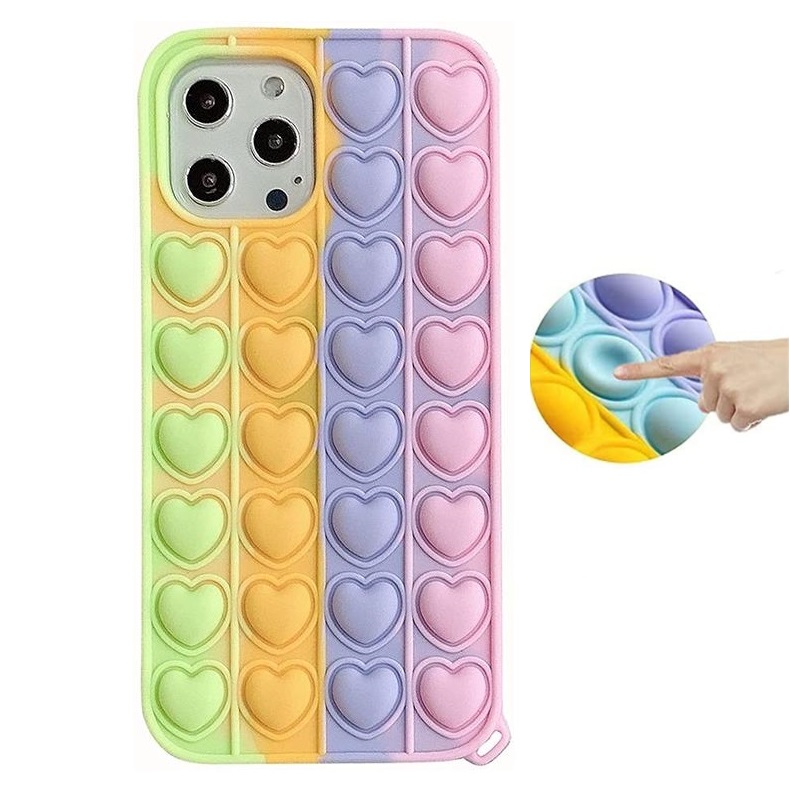 Fidget Toys - Hjärta Pop it Fidget Multicolor Skal till iPhone 11