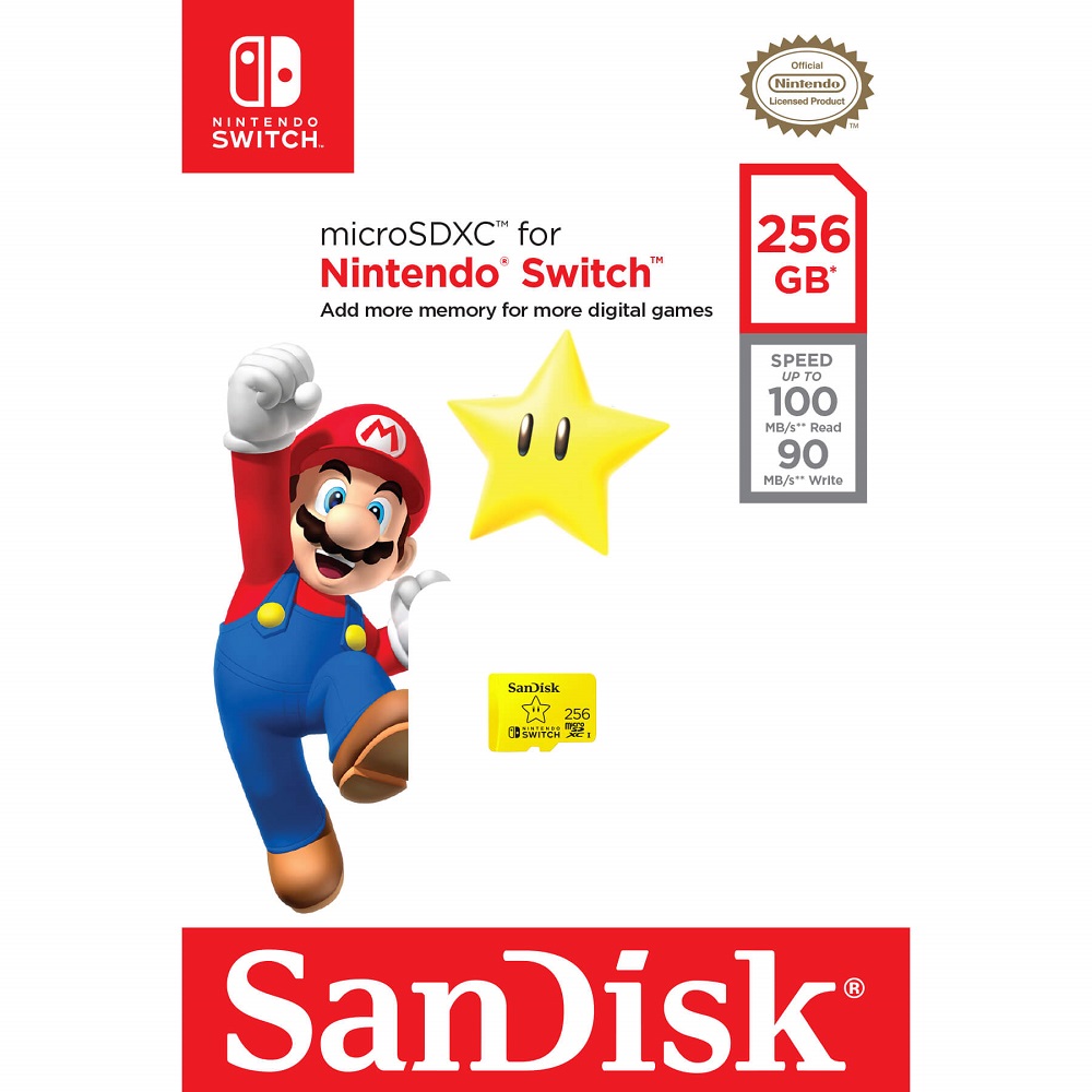 Sandisk
SANDISK Minneskort MicroSDXC för Nintendo Switch 256GB UHS-I,100/90