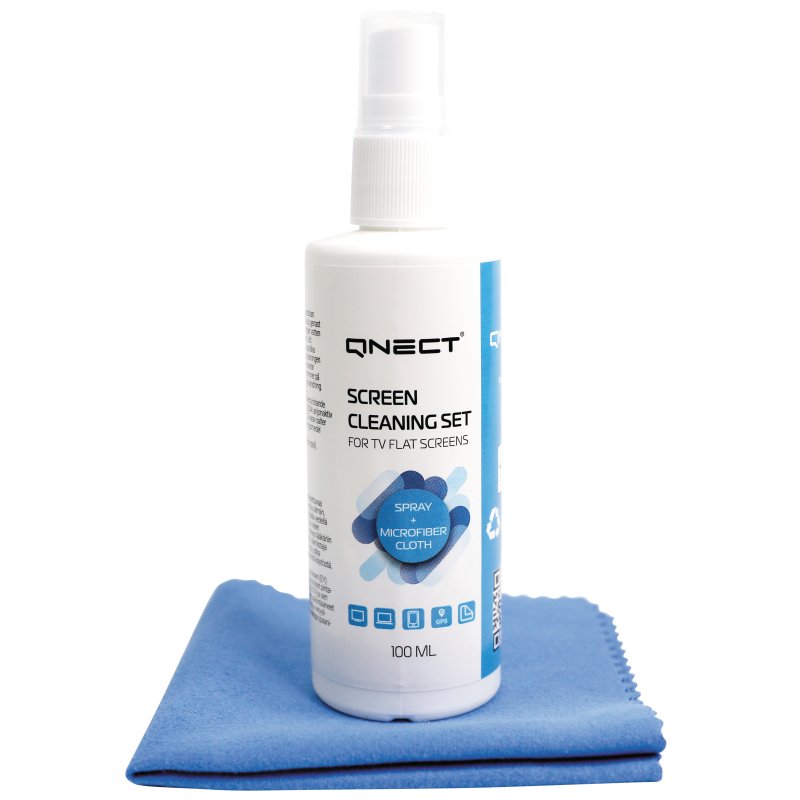 Qnect - Qnect Cleaning Skärmrengöringssats, 100 ml + mikrofiberduk