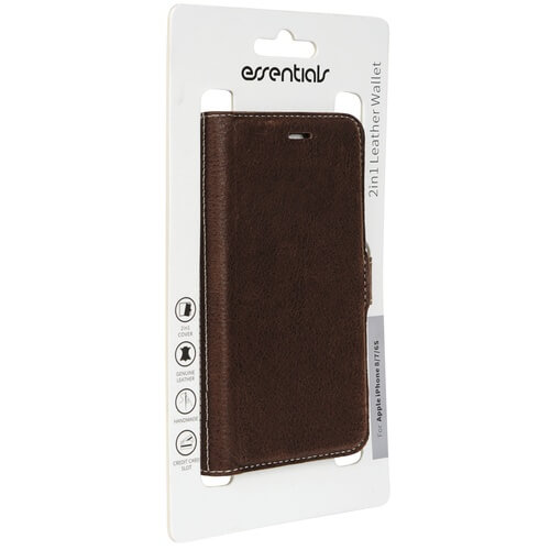 Essentials
Essentials iPhone 6/7/8/SE (2020), Läder wallet avtagbar, brun