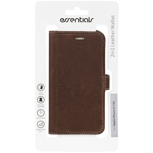 Essentials
Essentials iPhone 6/7/8/SE (2020), Läder wallet avtagbar, brun