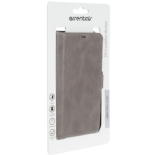 Essentials
Essentials iPhone 6/7/8/SE (2020), Läder wallet avtagbar, grå