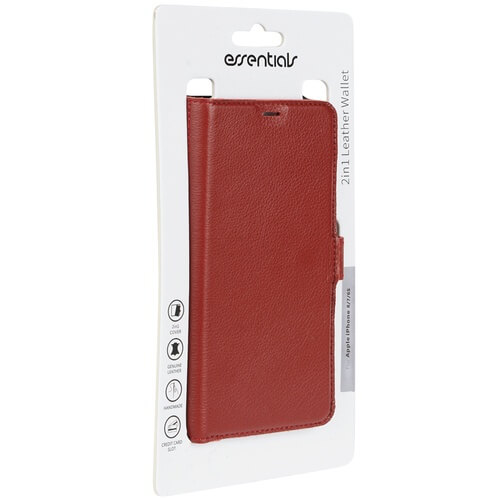 UTGATT1 - Essentials iPhone 6/7/8/SE 2020, Läder wallet avtagbar, röd