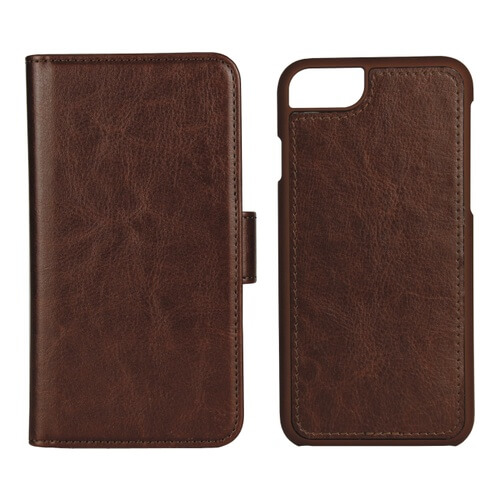 UTGATT1 - Essentials iPhone 6/7/8/SE 2020, PU wallet 3 kort avtagbar, brun