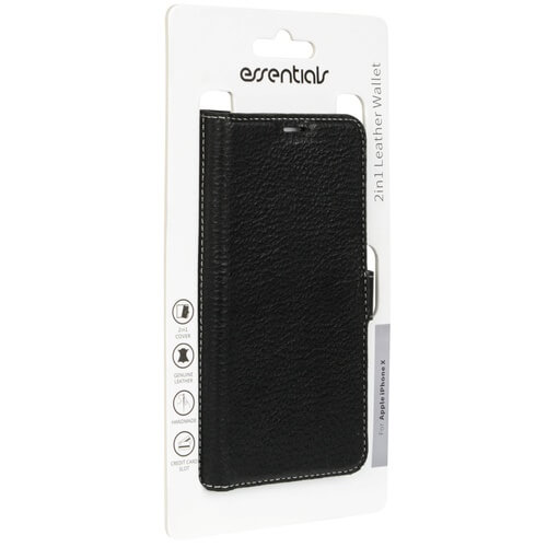 UTGATT1 - Essentials iPhone X/Xs, Läder wallet avtagbar, svart