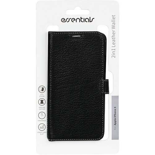 UTGATT1 - Essentials iPhone X/Xs, Läder wallet avtagbar, svart