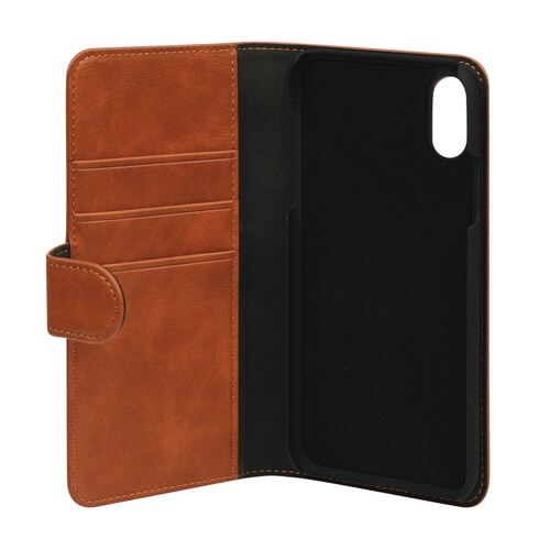 UTGATT1 - Essentials iPhone X/XS, PU wallet 3 kort avtagbar, ljus brun