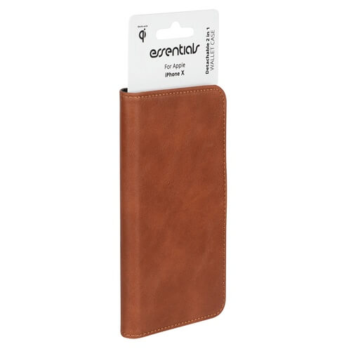 UTGATT1 - Essentials iPhone X/XS, PU wallet 3 kort avtagbar, ljus brun