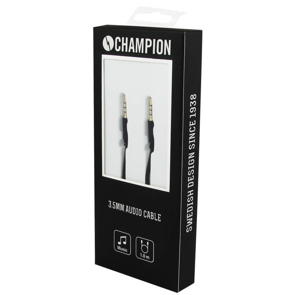 Champion - Champion 3 5mm Audiokabel 1m Svart