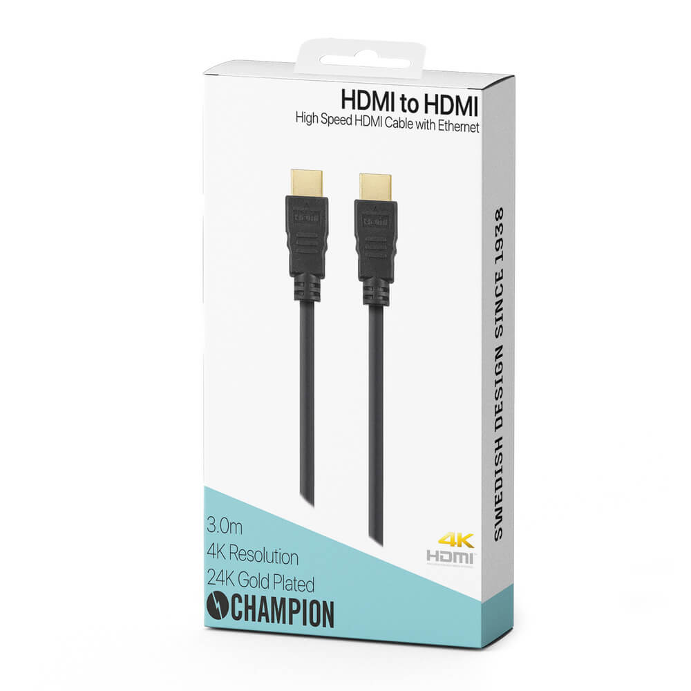 Champion - Champion HDMI-kabel Ha-Ha Svart 3.0m