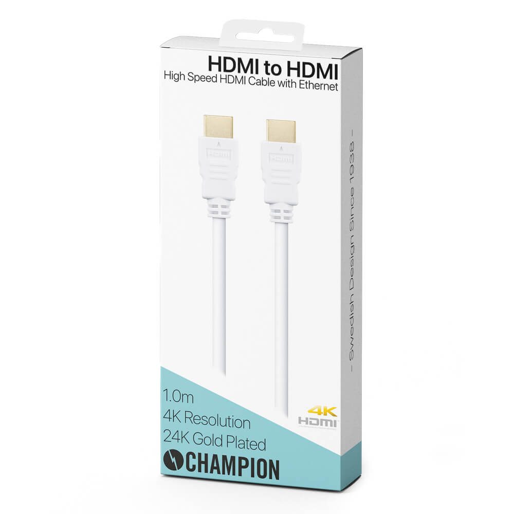 Champion - Champion HDMI-kabel Ha-Ha Vit 1.0m