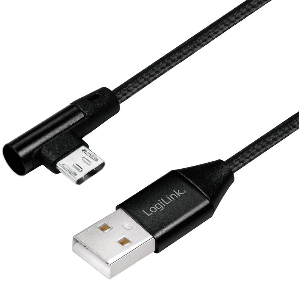 Produktfoto för LogiLink Vinklad MicroUSB-kabel USB 2.0 1m