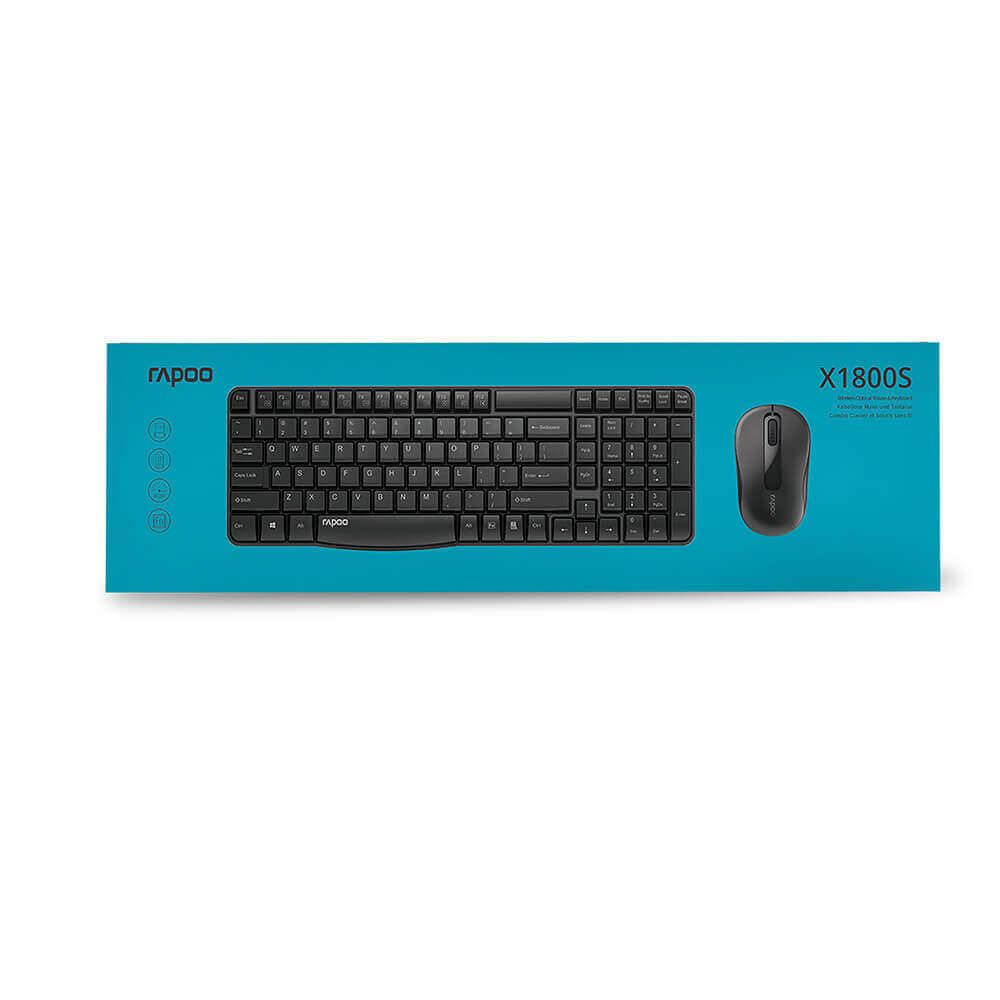 Alternativ bild 1 för RAPOO X1800 - keyboard and mouse set - black - Tastatur & Mus set - Svart