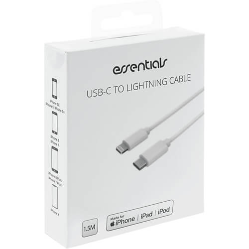 Essentials
Essentials USB-C - Lightning MFI kabel, 1,5m, vit