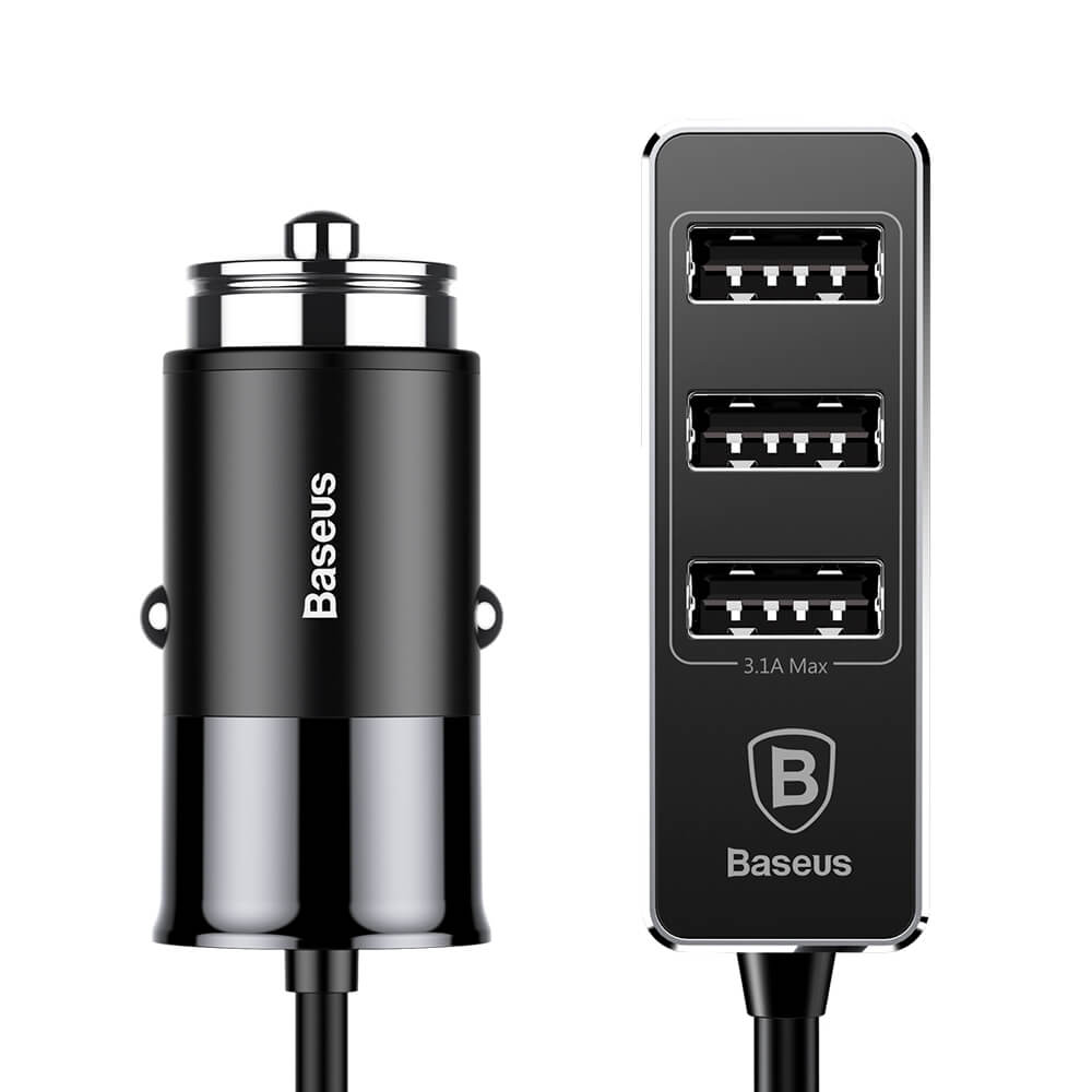 BASEUS - Baseus Enjoy Together Billaddare med extension 4x USB 5.5A Svart