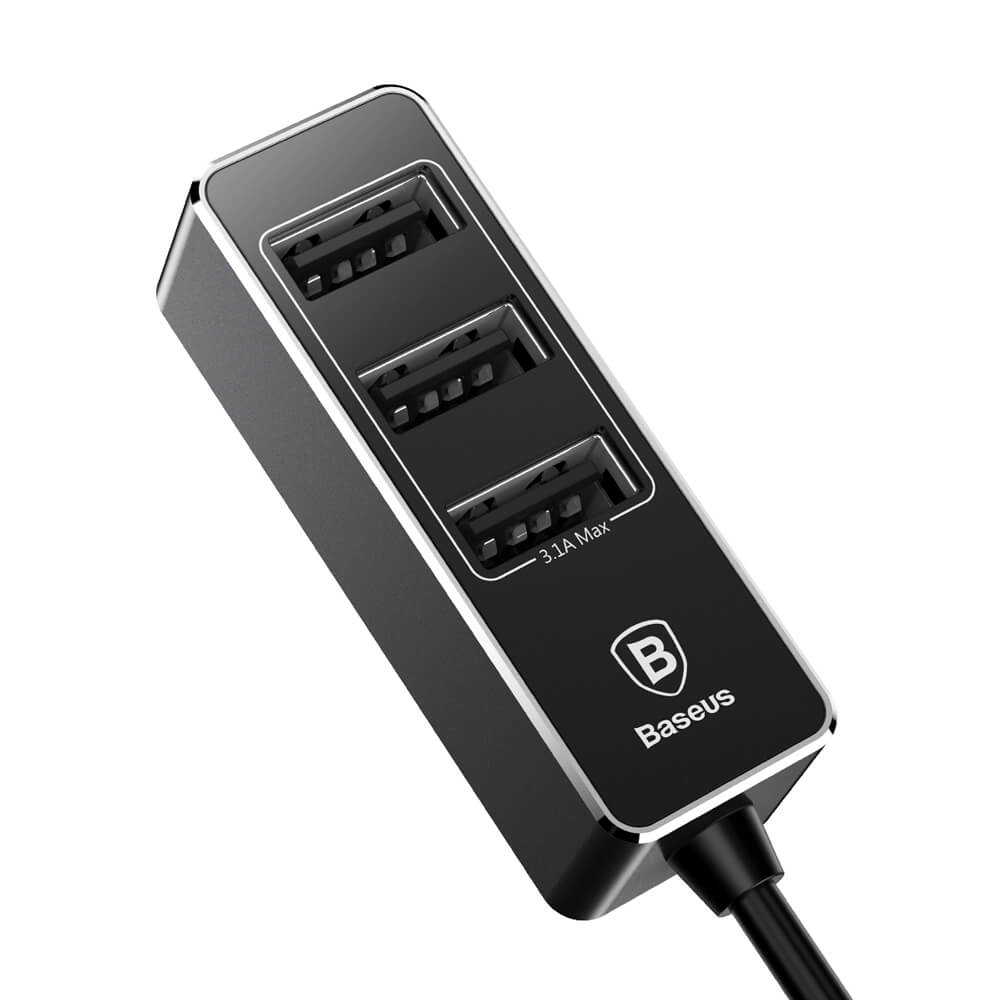 BASEUS - Baseus Enjoy Together Billaddare med extension 4x USB 5.5A Svart