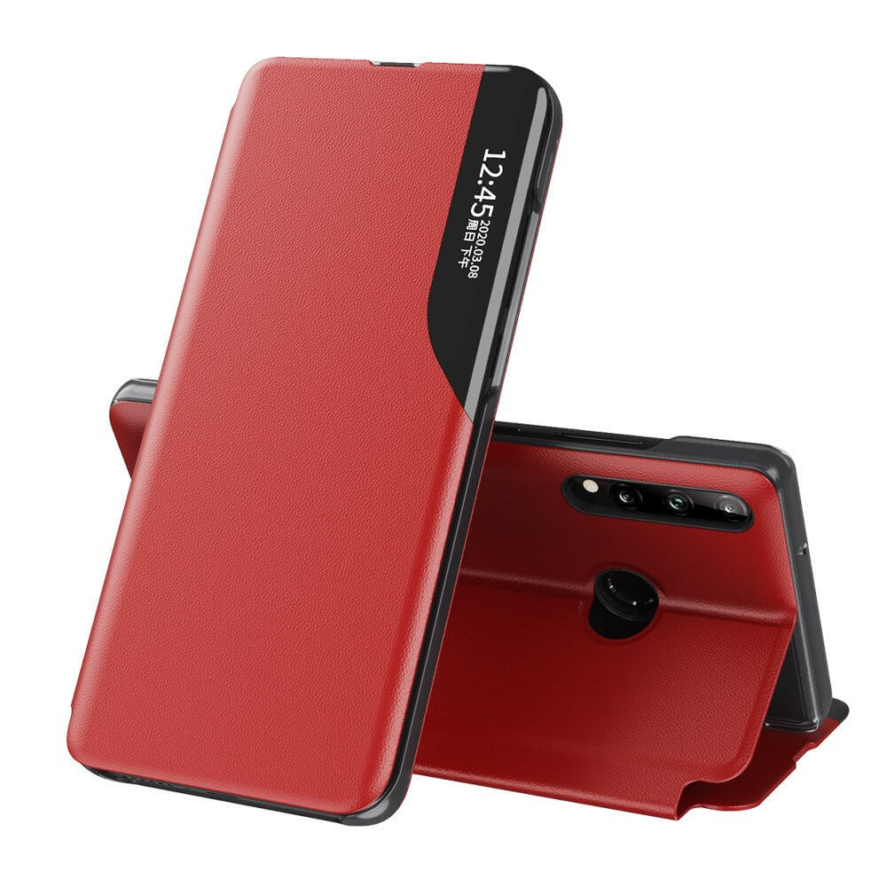 Ruhtel - Eco Leather View Case Huawei P40 Lite E Fodral Röd