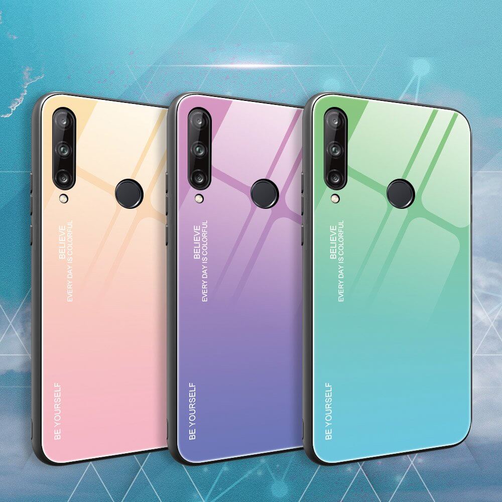 Ruhtel - Gradient Glass Huawei P40 Lite E Härdat glas Rosa-lila