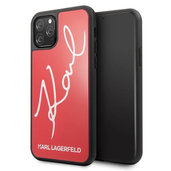 KARL LAGERFELD - Karl Lagerfeld Skal iPhone 11 Pro Max Signature Glitter - Röd