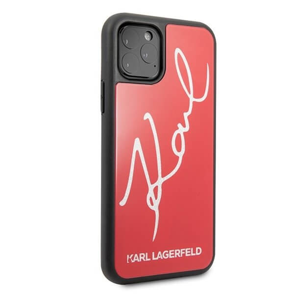 KARL LAGERFELD - Karl Lagerfeld Skal iPhone 11 Pro Signature Glitter - Röd