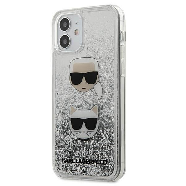 KARL LAGERFELD - Karl Lagerfeld iPhone 12 Mini Skal Glitter Karl Choupette - Silver