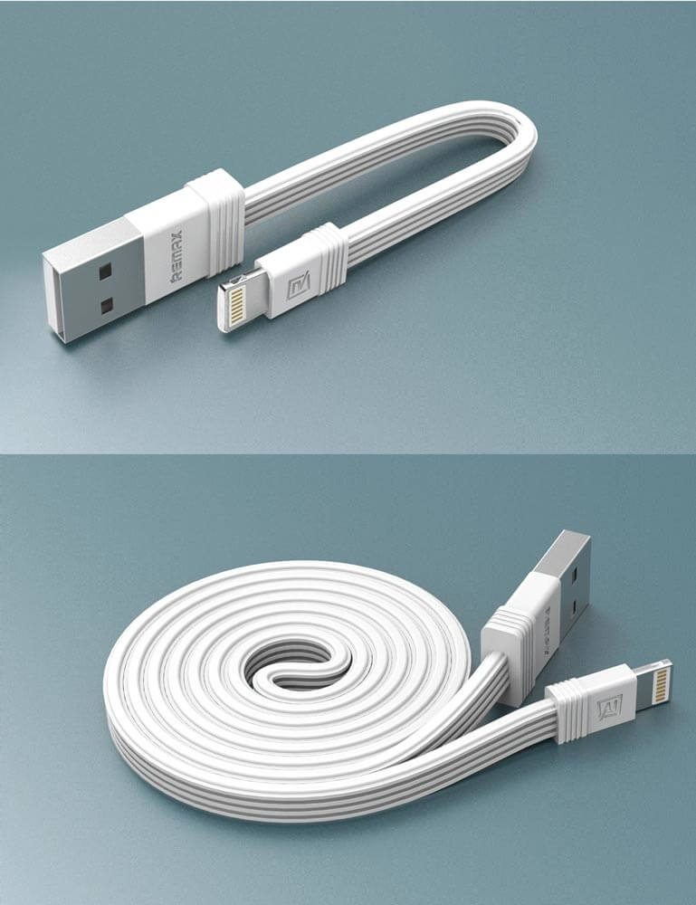 UTGÅTT - Remax Tengy 2x USB lightning Kabel Set 1M/16CM Vit