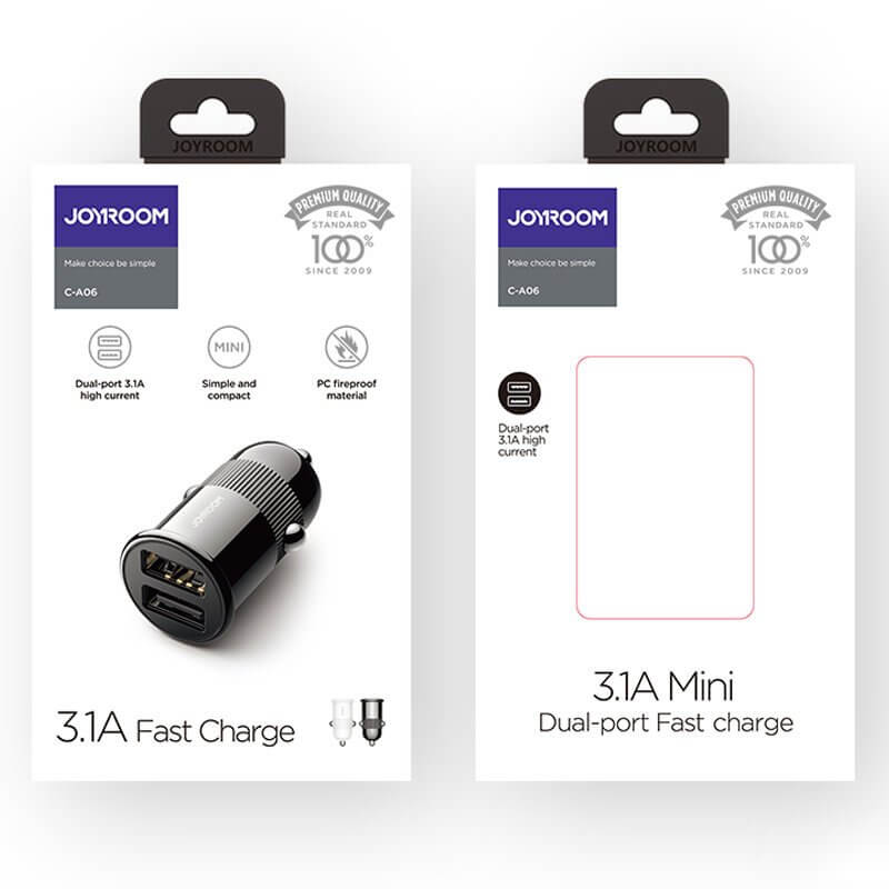 Joyroom - Joyroom 3,1 A dual port smart car charger Svart