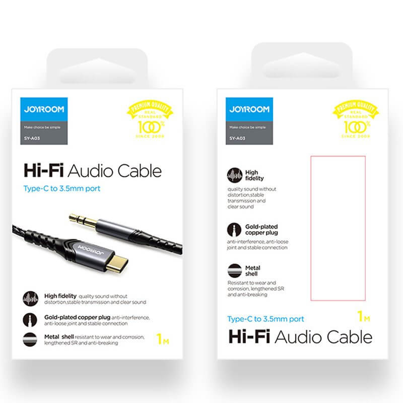 Joyroom
Joyroom stereo audio AUX 3,5 mm mini jack -Type C smartphone 1 m