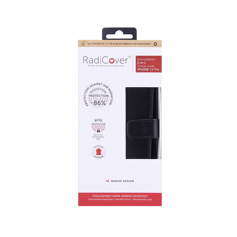 Radicover - Radicover Strålningsskydd Mobilfodral Skinn iPhone 13 Pro Svart