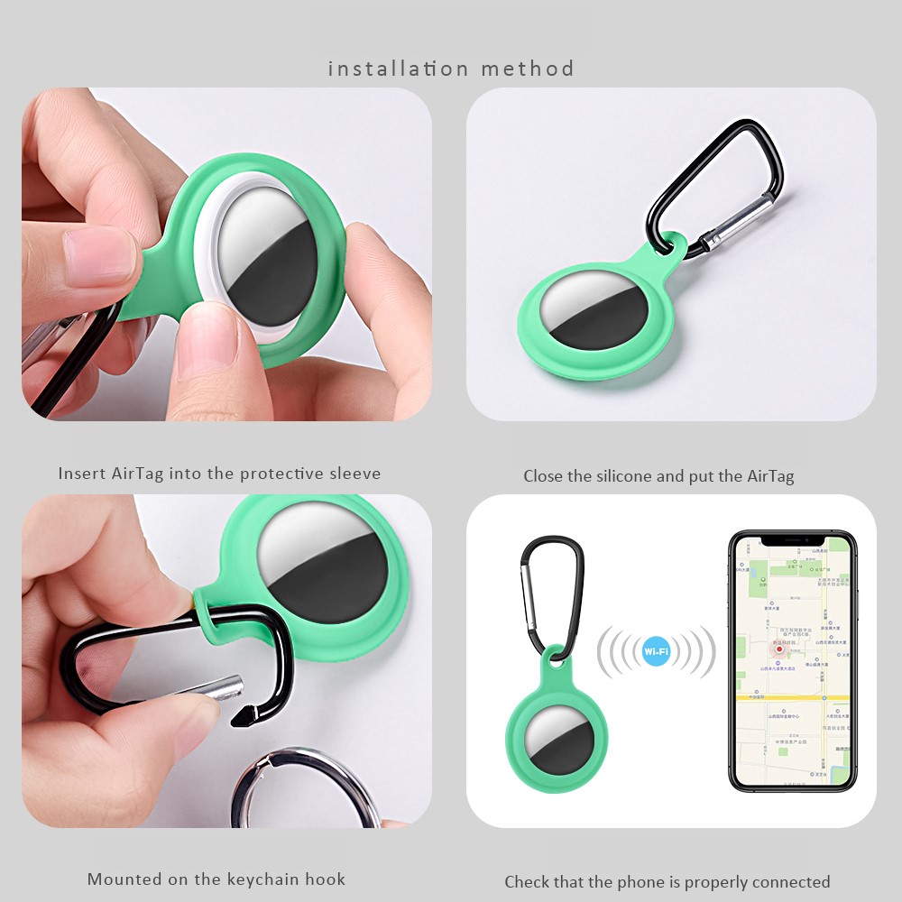 A-One Brand - Liquid Silicone Skal med karbinhake till Apple Airtag - Rosa