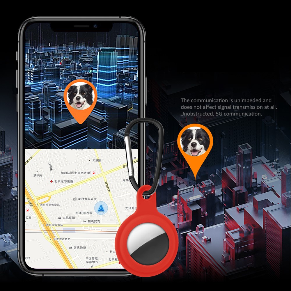 A-One Brand - Liquid Silicone Skal med karbinhake till Apple Airtag - Rosa