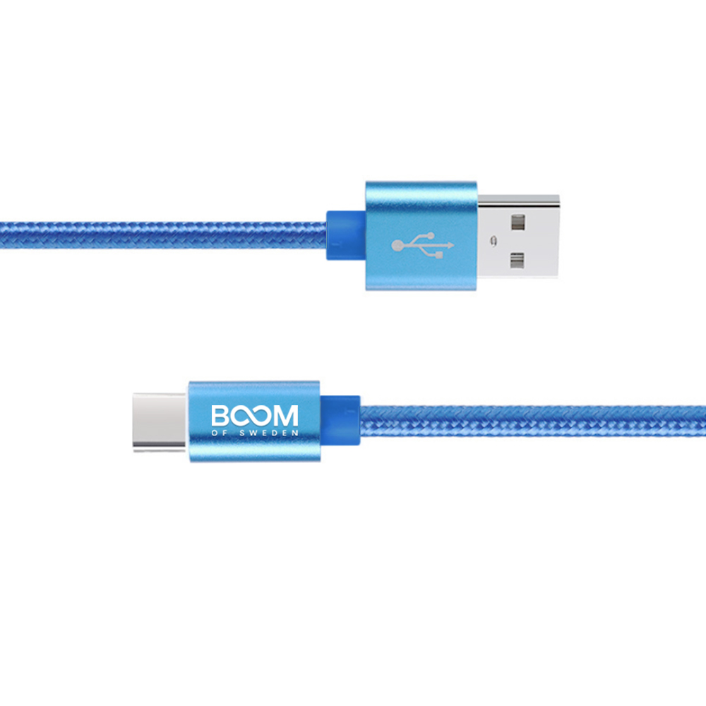 UTGATT1 - BOOM - Nylon USB-C Kabel, 2.1A, 1M - Svart