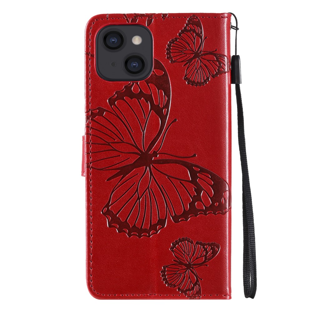OEM - Fjärilar Plånboksfodral iPhone 13 - Röd