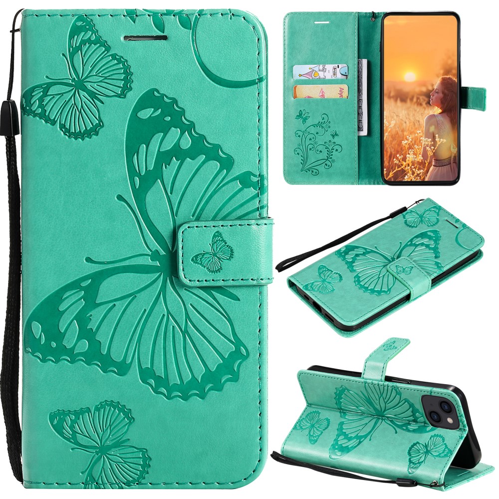 OEM Fjärilar Plånboksfodral iPhone 13 - Turkos 
