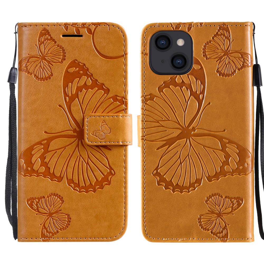 OEM - Fjärilar Plånboksfodral iPhone 13 - Gul