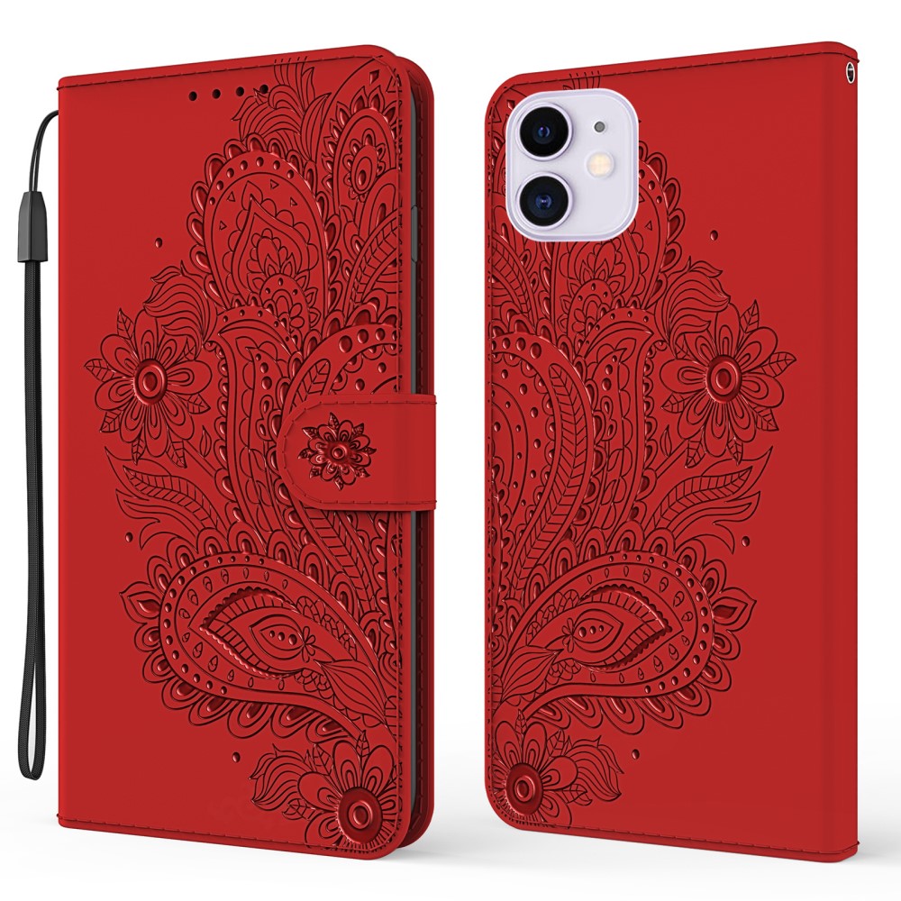 A-One Brand - Blommor iPhone 13 Plånboksfodral - Röd